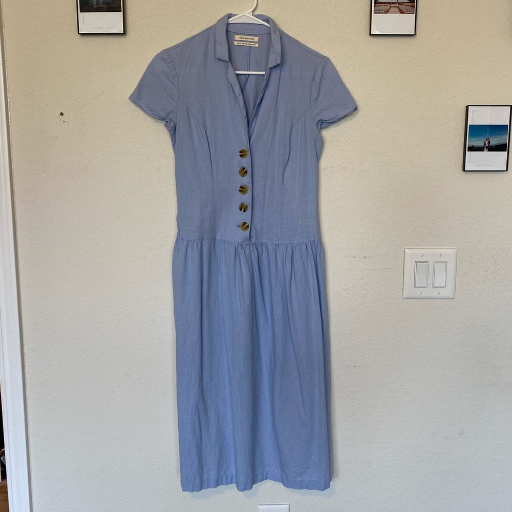 Urban Outfitters blue linen midi dress, size XS